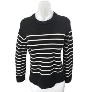 Zara Women's Black Striped Knit Long Sleeve Crew Neck Sweatshirt Sweater Top M